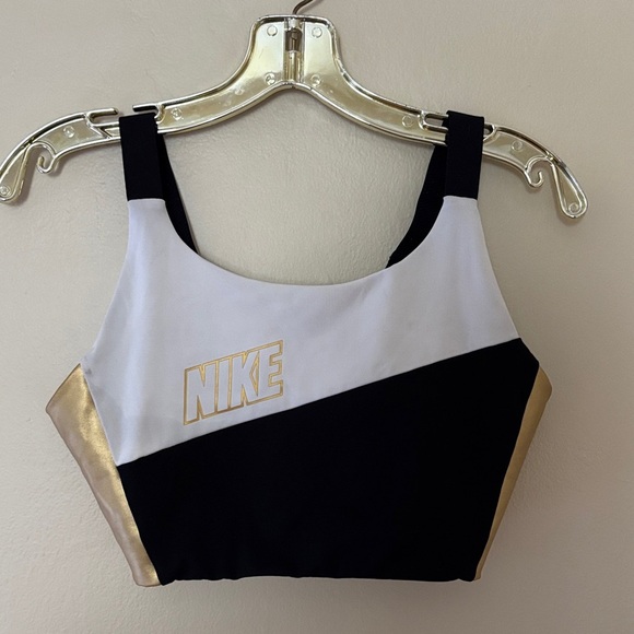 Nike Tops - Nike Black and White Bra with Gold Highlights